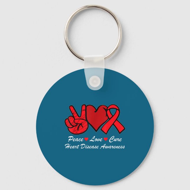 Chaveiro Peace Love Heart Disease Awareness Chd Suprt Wear  (Frente)