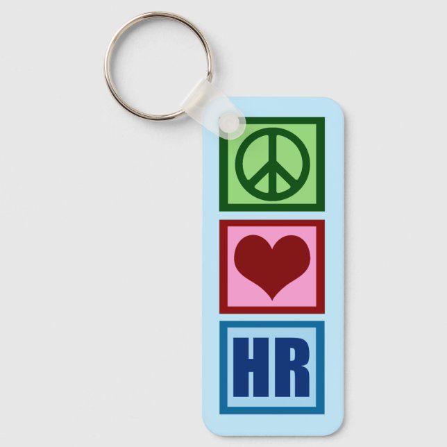 Chaveiro Peace Love HR Recursos Humanos Personalizados Azul (Frente)
