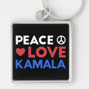 Chaveiro Peace Love Kamala I - Kamala Harris Para President