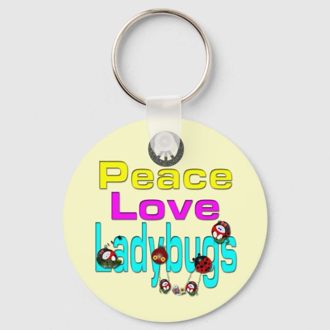 Chaveiro Peace Love Ladybugs (Frente)