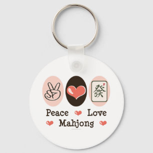 Chaveiro Peace Love Mahjong Key Chain