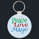 Chaveiro Peace Love Mayonnaise Funny Mayo<br><div class="desc">O presente da Mayonnaise Peace Love para alguém que ama condicionamentos e põe maionese em toda a sua comida,  incluindo submarinos,  hotdog,  hambúrgueres e sanduíches.</div>