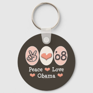Chaveiro Peace Love Obama 08 Key Chain
