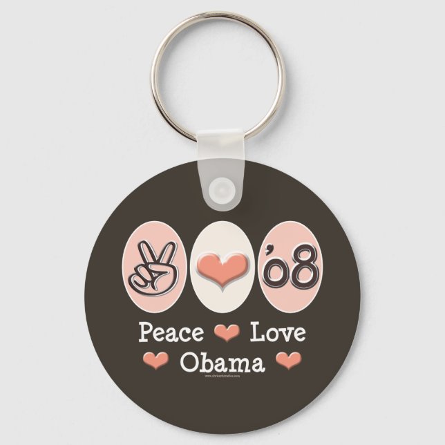 Chaveiro Peace Love Obama 08 Key Chain (Frente)