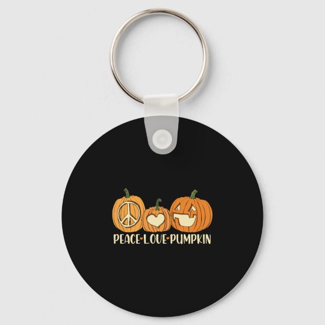 Chaveiro Peace Love Pumpkin Halloween (Frente)