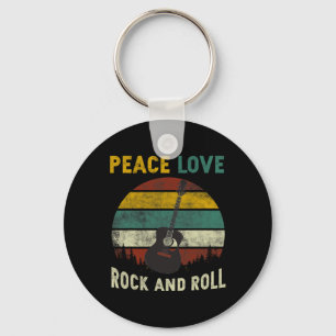 Chaveiro Peace Love Rock & Roll Guitar Player Guitarris
