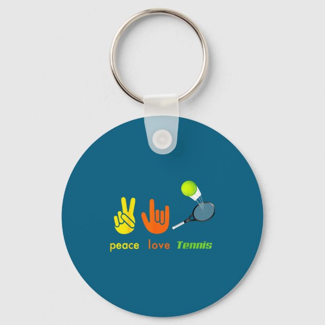 Chaveiro Peace Love Tennis Funny Tennis Lovers Hand Sign De (Frente)