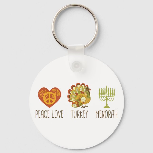 Chaveiro Peace Love Turkey Menorah (Frente)