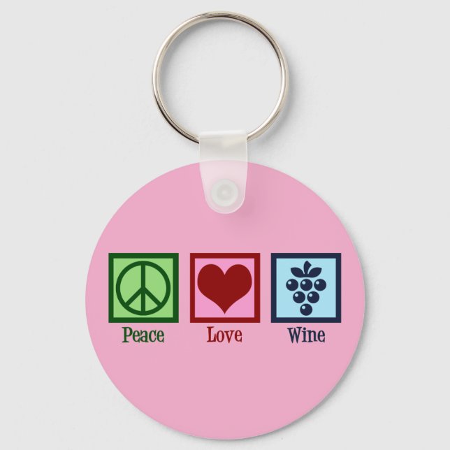 Chaveiro Peace Love Wine (Frente)