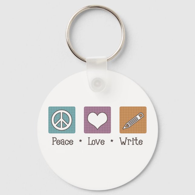 Chaveiro Peace Love Write (Frente)