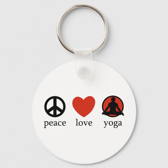 Chaveiro Peace Love Yoga (Frente)