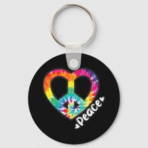 Chaveiro Peace Tie Dye Vintage Heart Hippie Retro Groovy
