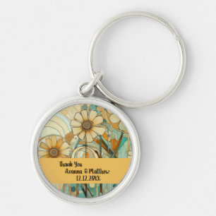 Chaveiro Peach e Beige Floral Abstrato