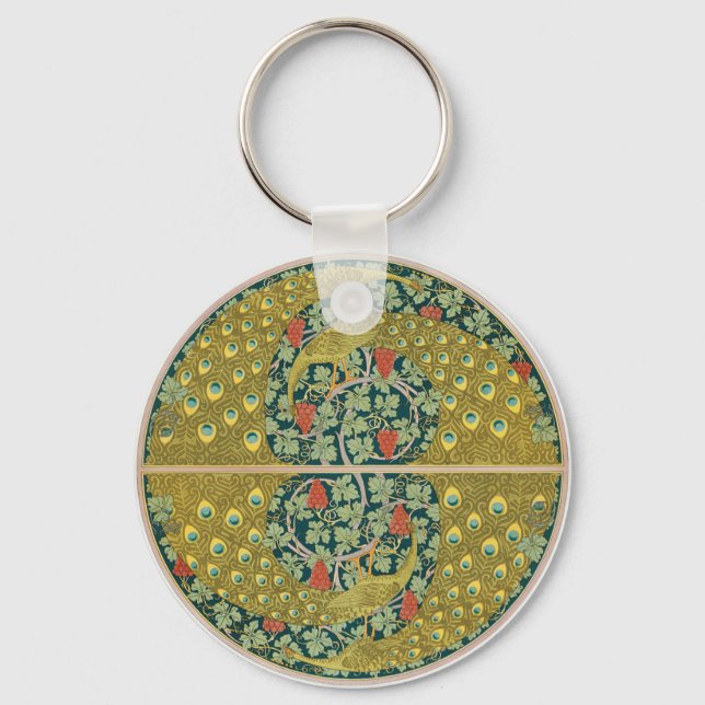 Chaveiro Peacock Art Nouveau Estilo redondo intrincado desi (Frente)