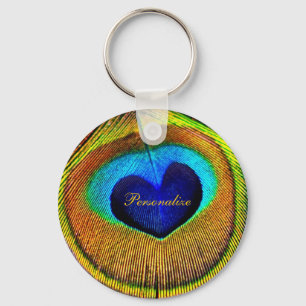 Chaveiro Peacock Feather Olho de Amor com Nome