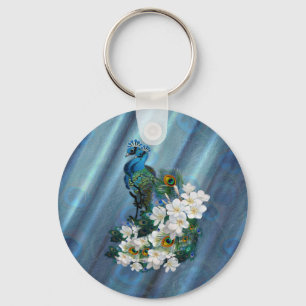 Chaveiro Peacocks e Emerald Green Metalical Silk