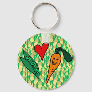 Chaveiro Peas Love Carrots, Design verde e laranja