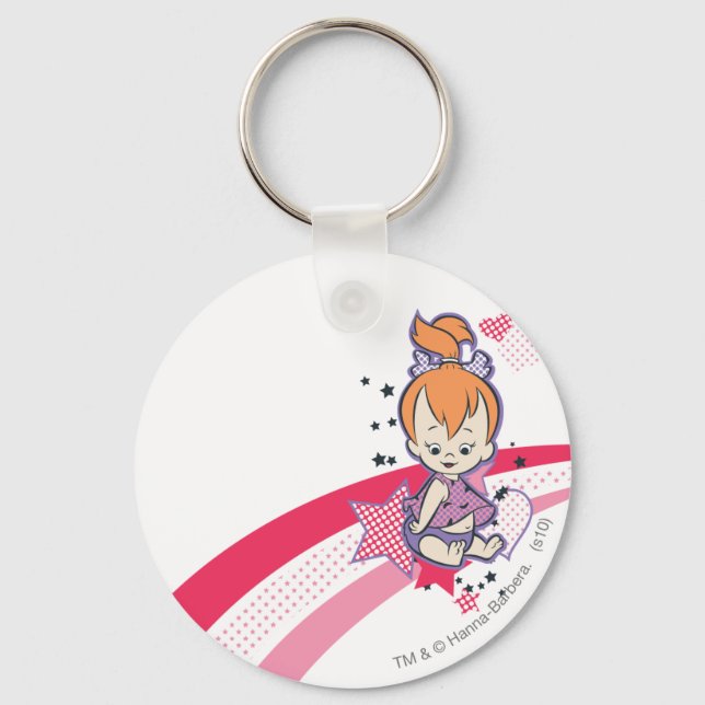 Chaveiro PEBBLES™ no arco-íris rosa (Frente)