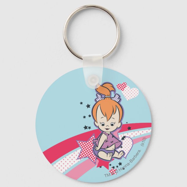 Chaveiro PEBBLES™ no arco-íris rosa (Frente)