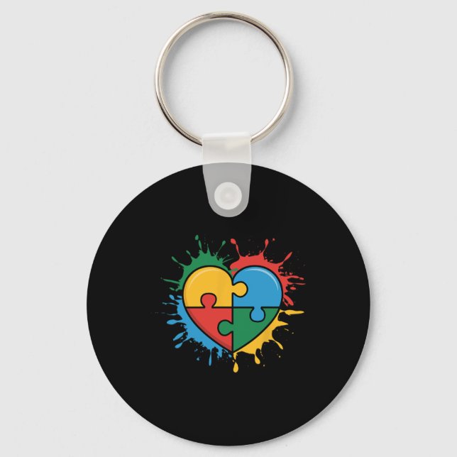 Chaveiro Peça do Quebra-Cabeça do Coração de Amor Aceitação (Frente)