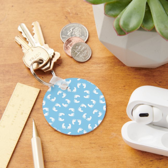 Chaveiro Pegadas de Bebê, Pé de Bebês, Passos, Azul, Menino (Mesa)