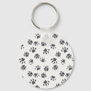 Chaveiro Pegadas De Pata: Cachorro Monocromo Sem Costura.
