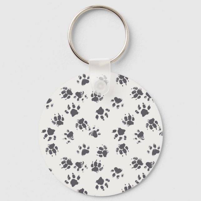 Chaveiro Pegadas De Pata: Cachorro Monocromo Sem Costura. (Frente)