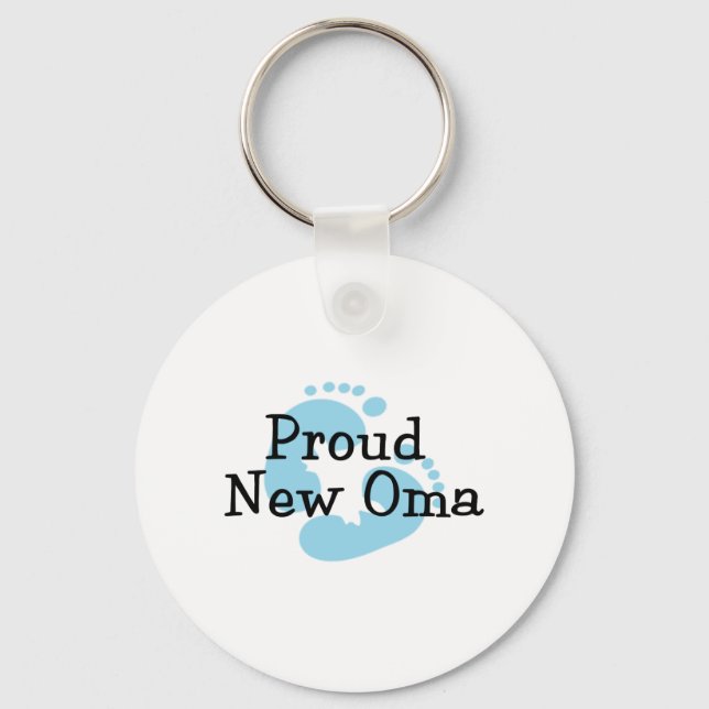 Chaveiro Pegadas do Bebê Menino da Nova Oma Orgulhosa (Frente)