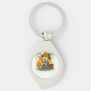 Chaveiro Peixe-cartoon bonito de pequeno pescador