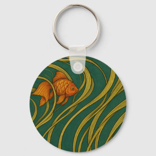 Chaveiro Peixe Dourado Art Nouveau