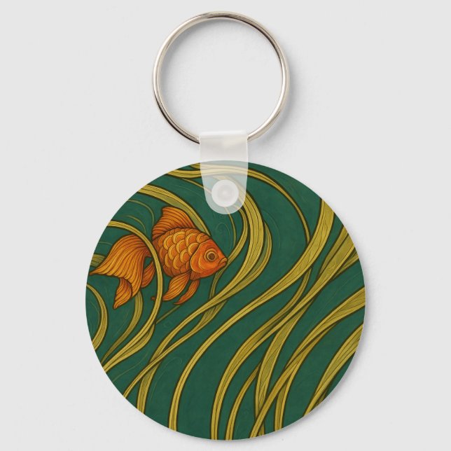 Chaveiro Peixe Dourado Art Nouveau (Frente)