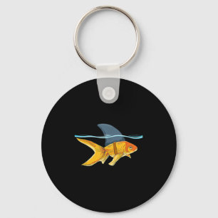 Chaveiro Peixe dourado com camiseta Fin Shark Engraçada