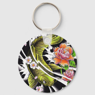 Chaveiro Peixes afortunados de tinta preta japoneses