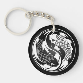 Chaveiro Peixes brancos e pretos de Yin Yang Koi
