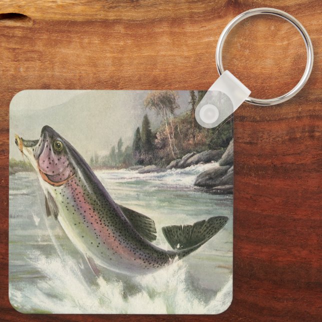 Chaveiro Peixes De Trutas Arco-Íris Vintage, Pesca Pescador (Verso)