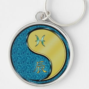 Chaveiro Peixes e Dragão Metálico