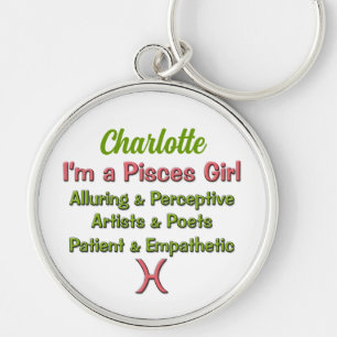 Chaveiro Peixes Girl Zodiac a rosa com verde