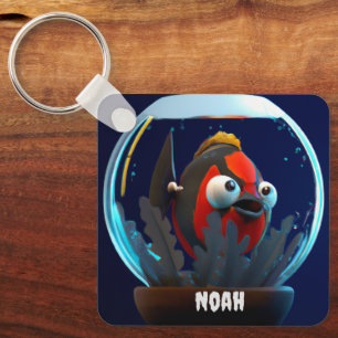 Chaveiro Peixes tropicais cubanos personalizados num aquári