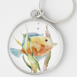 CHAVEIRO PEIXES TROPICAIS DE COR DA ÁGUA COLORIDA E BRANCA,