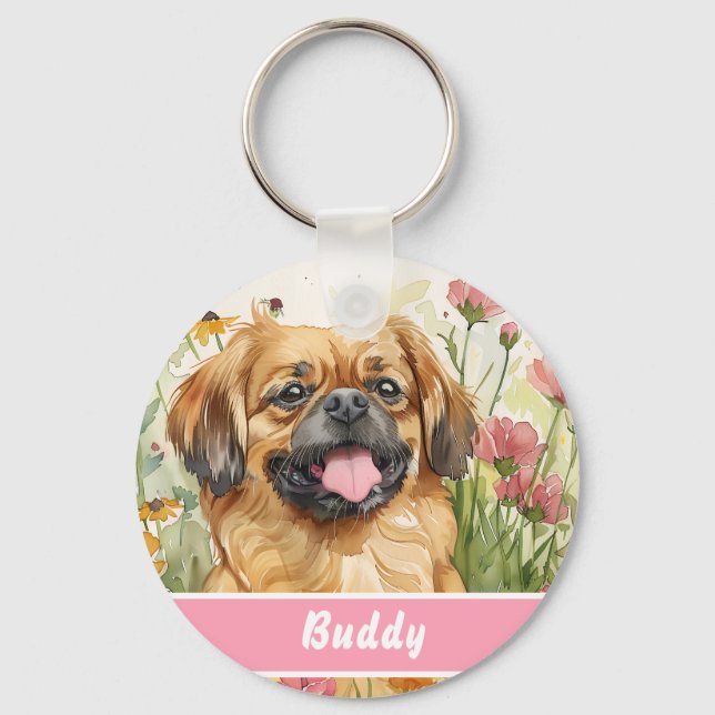 Chaveiro Pekingese Dog Tag – Custom Info (Frente)