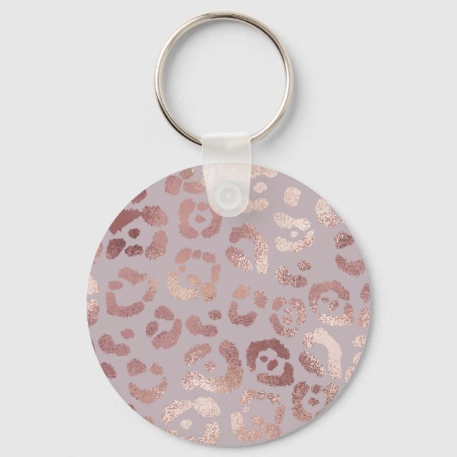 Chaveiro Pele-leopardo: elegância rosa de ouro. (Frente)