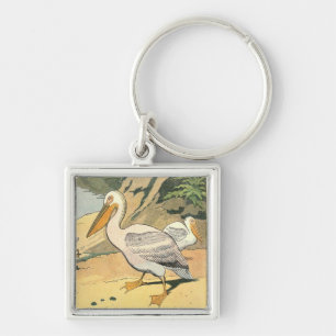 Chaveiro Pelicanos na praia ilustrados