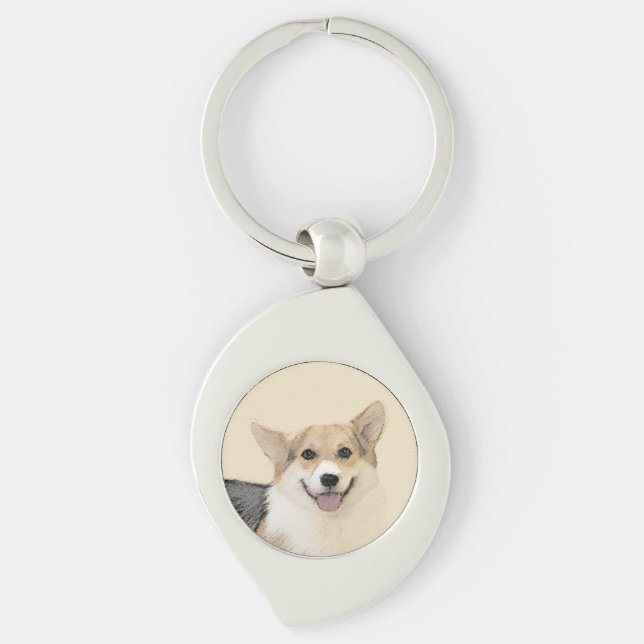 Chaveiro Pembroke Welsh Corgi - Pintura Original para Cacho (Frente)