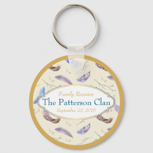 Chaveiro Penas de Aquarela com uma Reunião de Frame de Rico