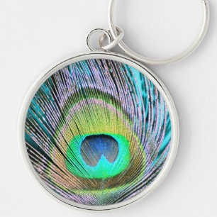 Chaveiro Penas de Peacock em turquesa