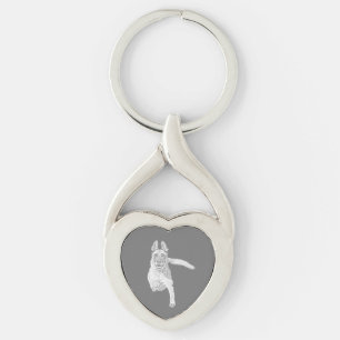 Chaveiro Pencil Belga Malinois Heart Key Chain