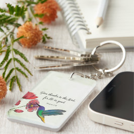 Chaveiro Pensando Religiosamente em Você Flores com Humming