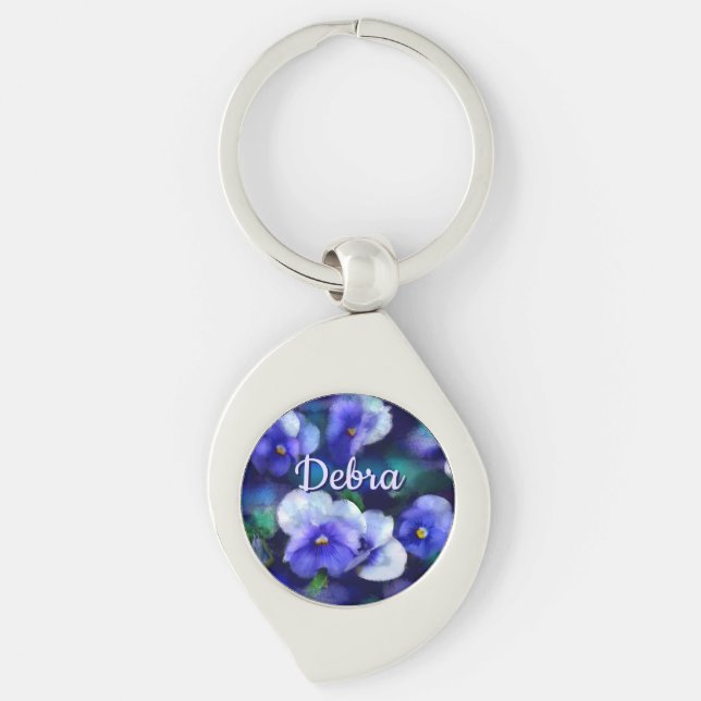 Chaveiro Penseiras Pansy Flor Floral Personalizado (Frente)