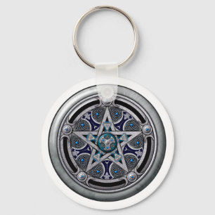 Chaveiro Pentacle pagão de prata feminino