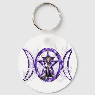 Chaveiro Pentacle triplo roxo da deusa da lua de Wiccan